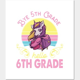 Unicorn Teacher Senior Student Bye 5th Grade Hello 6th Grade First Day Of School Posters and Art